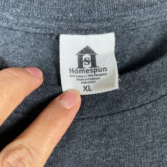 Homespun T-Shirt XL Short Sleeve Men's Gray Cotton Blend Adults - Picture 3 of 7